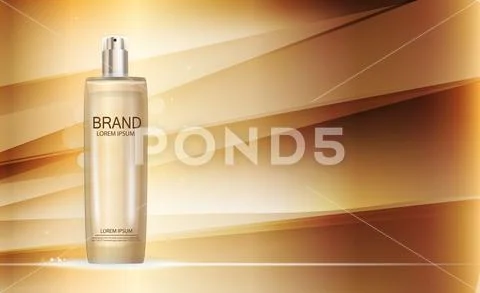 Design Cosmetics Product Template for Ads or Magazine Background. 3D Realisti Stock Illustration