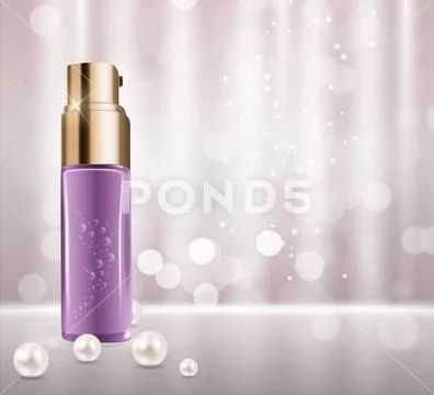Design Cosmetics Product Template for Ads or Magazine Background. 3D Realisti Stock Illustration