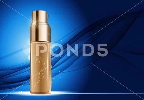Design Cosmetics Product Template for Ads or Magazine Background. 3D Realisti Stock Illustration