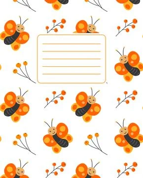 Design of covers for notebooks, planners with the image of funny butterflie.. Stock Illustration