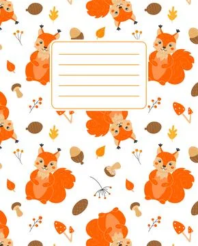 Design of covers for notebooks, planners with the image of a funny squirrel.. Stock Illustration