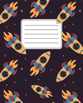 Design of covers for notebooks, planners with the image of a rocket. Stock Illustration