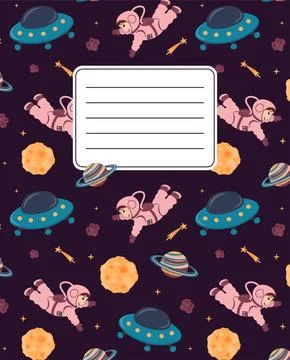 Design of covers for notebooks, planners with the image of a cute astronaut.. Stock Illustration