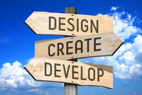 Design, create, develop - signpost 스톡 일러스트