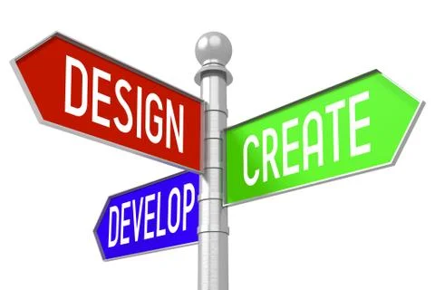 Design, create, develop - signpost イラスト素材