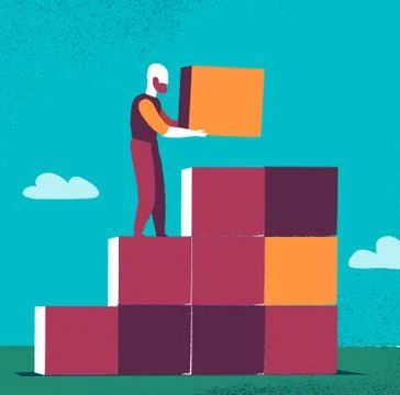 Design created by cubes ,building a geometric structure Stock Illustration