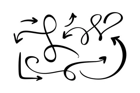 Design Curved Wavy Arrow. Bundle Simple Vector Illustration for Projects Set Stock Illustration