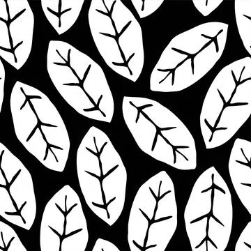 Design with cute shapes and plants. Seamless pattern. Stock Illustration
