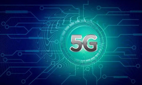 Design of a Demand for 5G Testing Equipment on blue background Stockillustratie