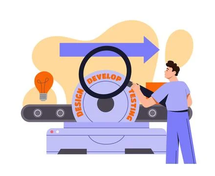 Design develop testing process concept. Vector illustration 库存插图