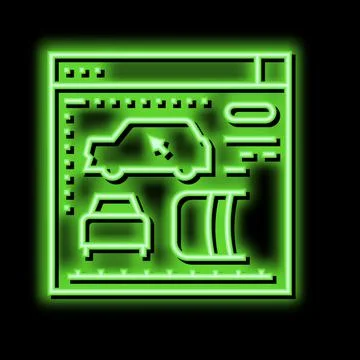 Design development and car appearance neon glow icon illustration Illustrazione stock