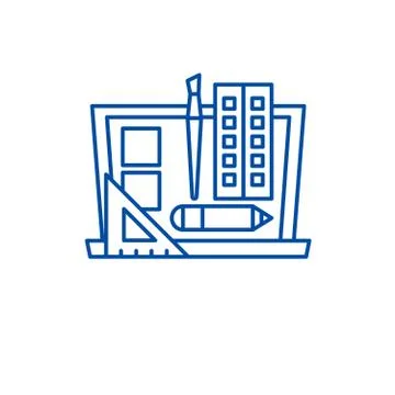 Design development line icon concept. Design development flat vector symbol Illustrazione stock