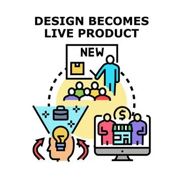 Design development transforming into successful online product Stock Illustration