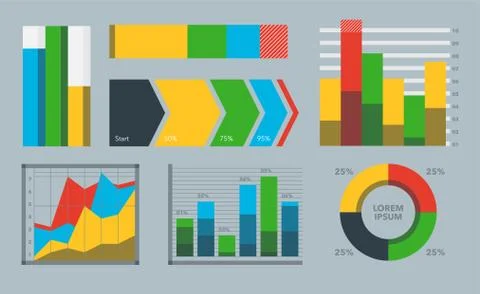 Design diagram chart elements vector illustration of business flow sheet graph Stock Illustration