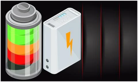 Design of different types of battery on abstract background Illustrazione stock