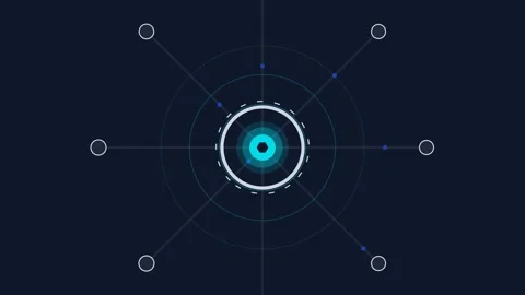 Design Digital Network Node Pulse with Cyan Data Streams and Silver Interfa.. Stock Footage 348472756
