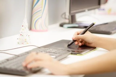 Design drawing on digital tablet computer Foto stock
