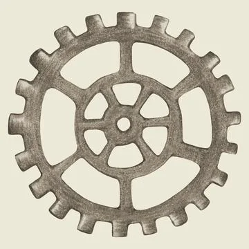 Design Element Hand Drawn Illustration of Vintage Steampunk Gear Isolated on  Stock Illustration