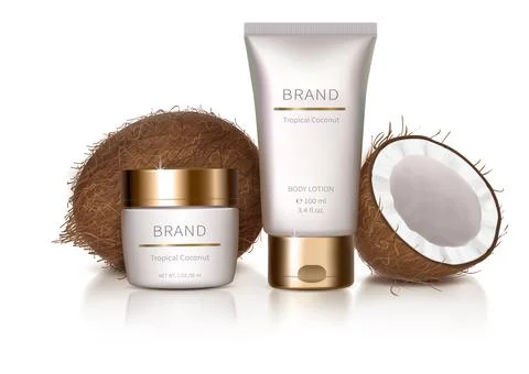 Design element with organic cosmetics Stock Illustration