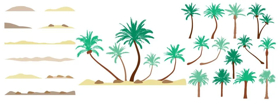 Design element of palm trees,  constructor collection. Beautiful palm trees,  Stock Illustration