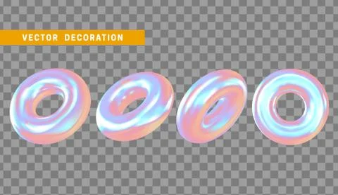 Design element in shape of 3d torus bright neon color. Stock Illustration