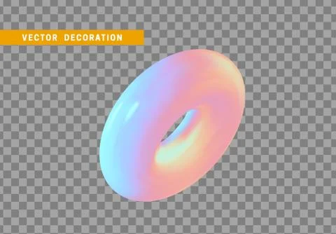 Design element in shape of 3d torus bright neon color. Stock Illustration