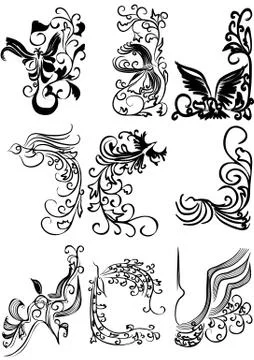Design elements with abstract birds Illustrazione stock