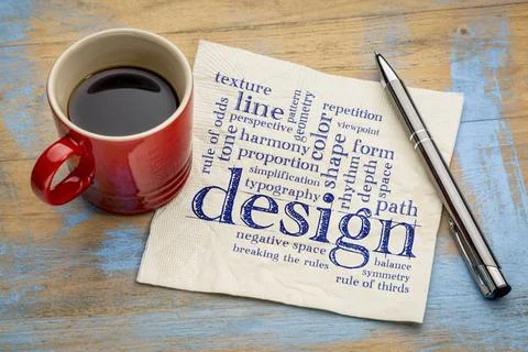 Design elements and rules design elements and rules - a word cloud - handw... Stockfoto's