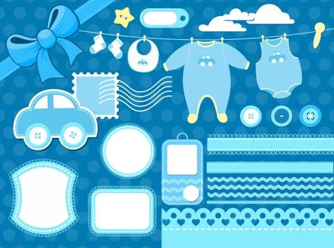 Design elements for baby scrapbook Stock Illustration