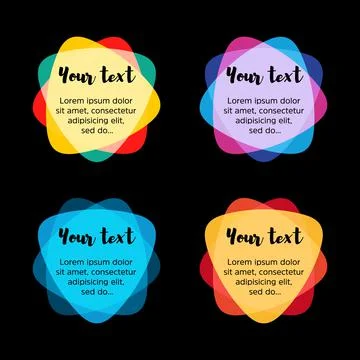 Design elements for the background. Color triangular stickers with the text Stock Illustration