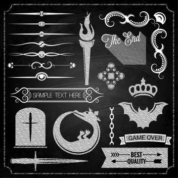 Design elements chalk texture Stock Illustration