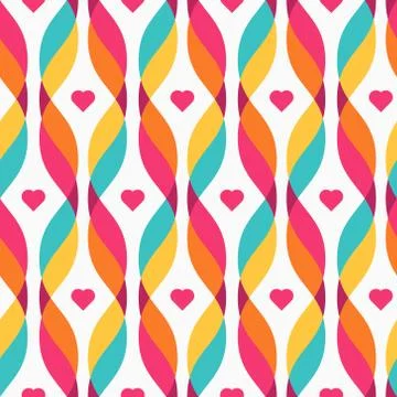 Design elements - colorful waves with small hearts Stock Illustration