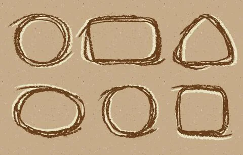 Design elements on craft paper. Hand drawing frames copy space set Stock Illustration