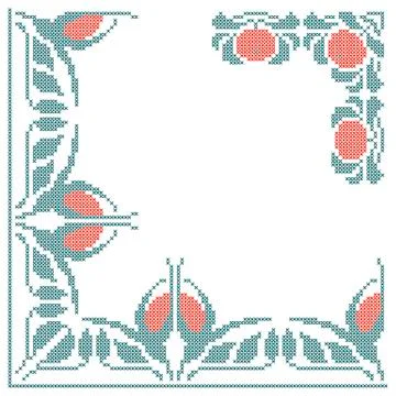 Design elements for cross-stitch embroidery. Stock Illustration
