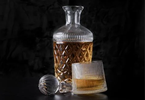Design elements of The crystal decanter of whiskey, Glass Lid with Whiskey .. Stock Photos