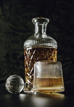 Design elements of The crystal decanter of whiskey, Glass Lid with Whiskey .. Stock Photos