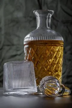 Design elements of The crystal decanter of whiskey, Glass Lid with Whiskey .. Stock Photos