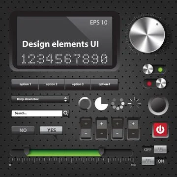 Design elements Dark User Interface Controls Stock Illustration