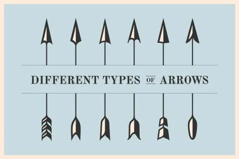 Design elements different types of arrows in retro style for navigation sign Stock Illustration