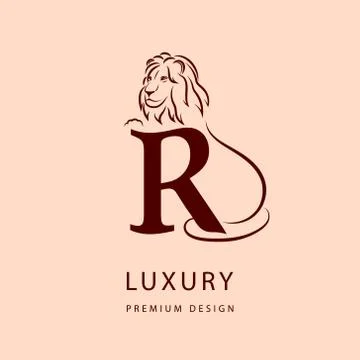 Design elements, graceful template. Elegant line art logo design. Letter R... Stock Illustration