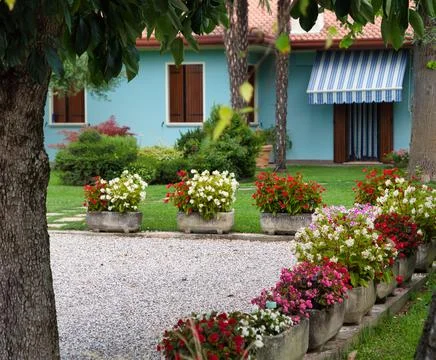 Design elements of the green zone in the garden Foto stock