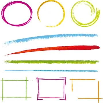 Design elements grunge frames. Circles and squares. Illustrazione stock