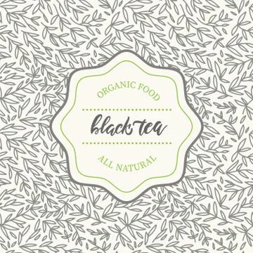 Design elements of hand drawn pattern in trendy linear style for tea package  Stock Illustration