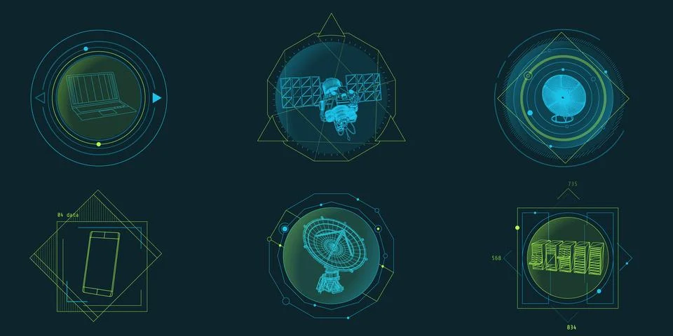 Design elements for infographic of data communication. Illustrazione stock