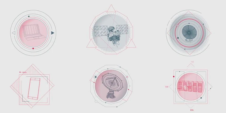 Design elements for infographic of data communication. Stock Illustration