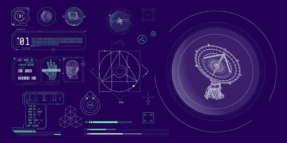 Design elements for infographic of data communication. 스톡 일러스트