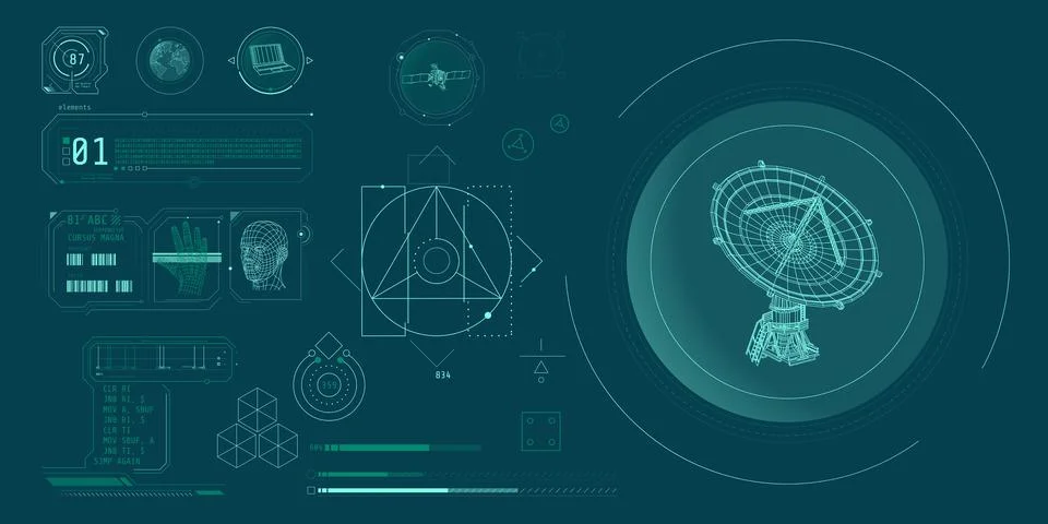 Design elements for infographic of data communication. Illustrazione stock