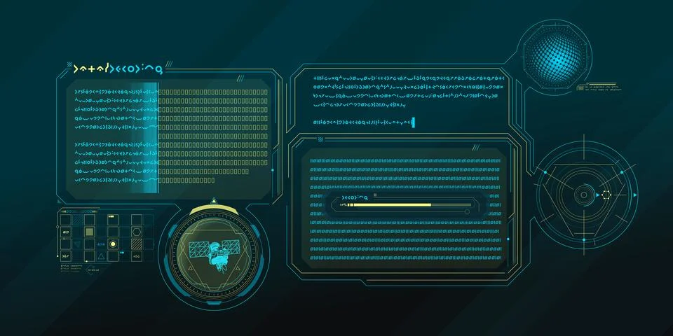Design elements for infographic of sci-fi communication. Stock Illustration