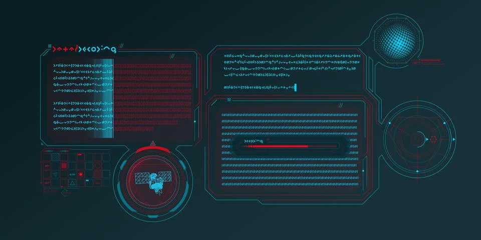 Design elements for infographic of sci-fi communication. Stock Illustration