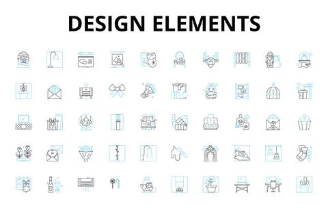 Design elements linear icons set. Color, Typography, Layout, Shape, Texture イラスト素材